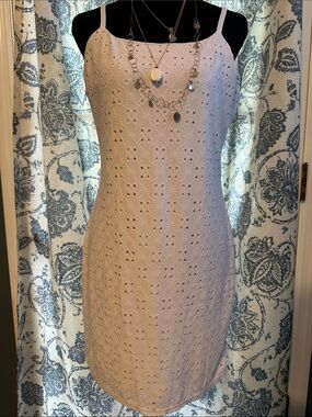 No Boundaries White Eyelet Mini Dress